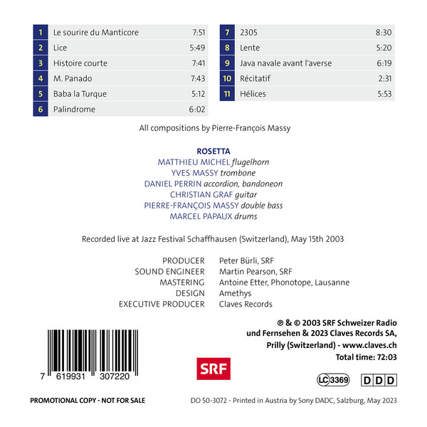 (2023) Rosetta: Live at Jazz Festival Schaffhausen (2003) / DO 3072 - Claves Records