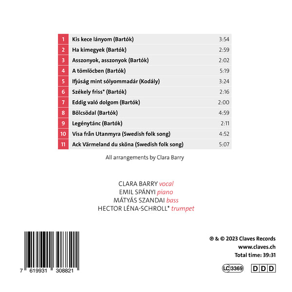 (2023) Clara Barry sings Bartók / CD 3088 - Claves Records
