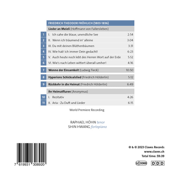 (2023) HEIMAT - Friedrich Theodor Fröhlich: Lieder / CD 3089 - Claves Records (2023) HEIMAT - Friedrich Theodor Fröhlich: Lieder / CD 3089 - Claves Records