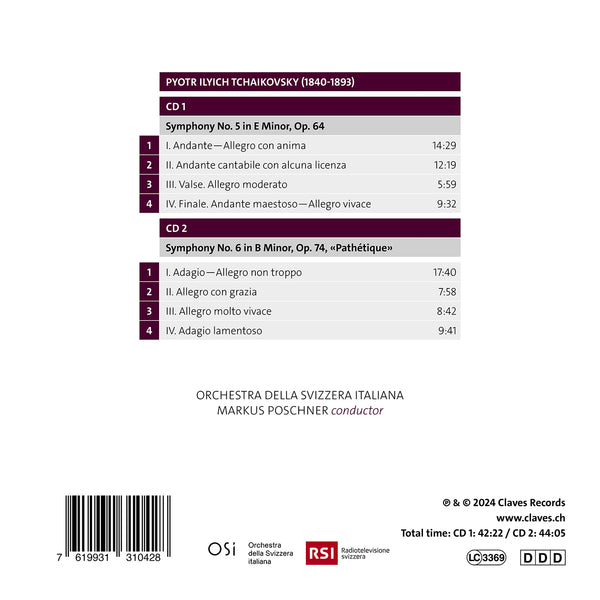 (2024) Pyotr Ilyich Tchaikovsky, Symphony No. 5 & No. 6 / CD 3104/05 - Claves Records (2024) Pyotr Ilyich Tchaikovsky, Symphony No. 5 & No. 6 / CD 3104/05 - Claves Records