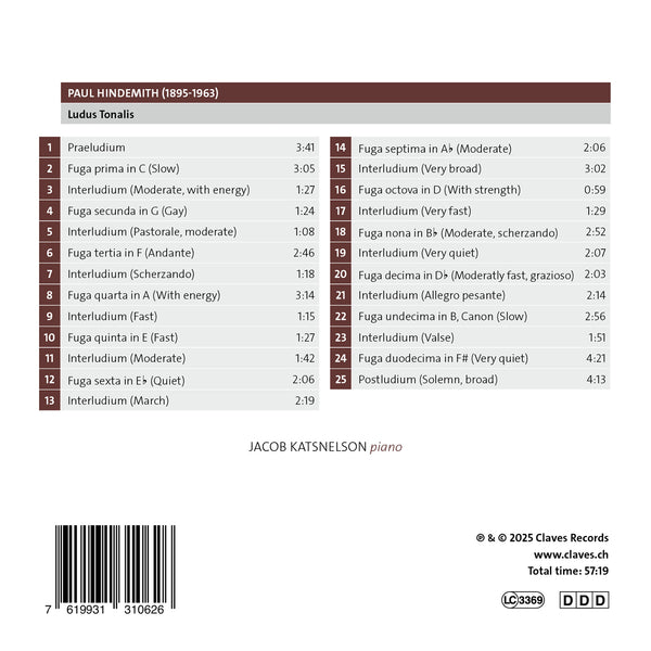 (2025) Ludus Tonalis / CD 3106 - Claves Records (2025) Ludus Tonalis / CD 3106 - Claves Records