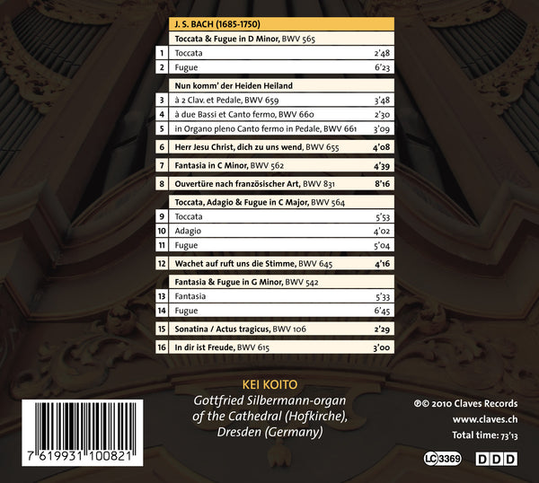 (2010) J.S. Bach: Organ Masterworks, Vol. II. / CD 1008 - Claves Records