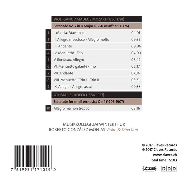 (2017) Mozart & Schoeck - Serenades - Roberto González Monjas, Violin & Direction / CD 1710 - Claves Records (2017) Mozart & Schoeck - Serenades - Roberto González Monjas, Violin & Direction / CD 1710 - Claves Records