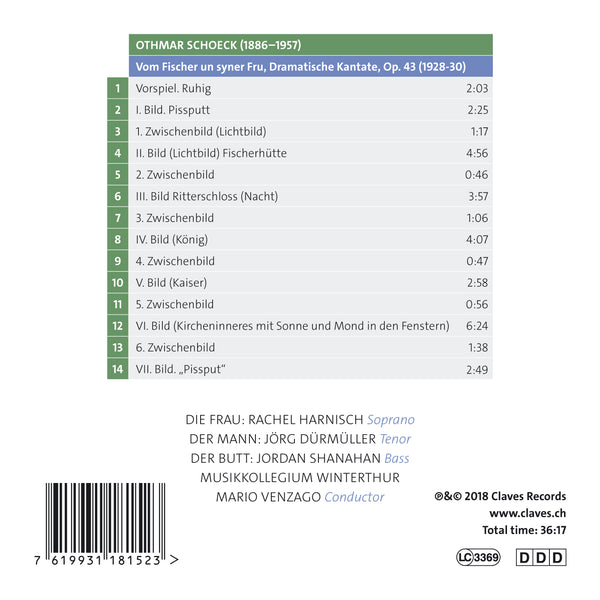 (2018) Othmar Schoeck: Vom Fischer un syner Fru / CD 1815 - Claves Records (2018) Othmar Schoeck: Vom Fischer un syner Fru / CD 1815 - Claves Records
