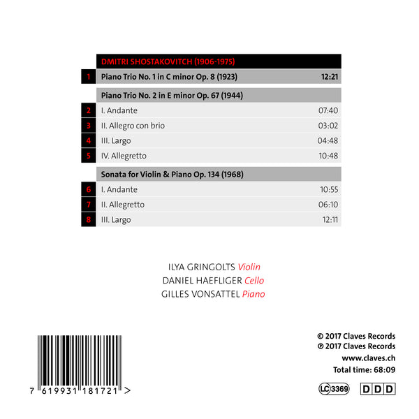 (2017) Shostakovitch : Piano Trios & Violin Sonata / CD 1817 - Claves Records (2017) Shostakovitch : Piano Trios & Violin Sonata / CD 1817 - Claves Records