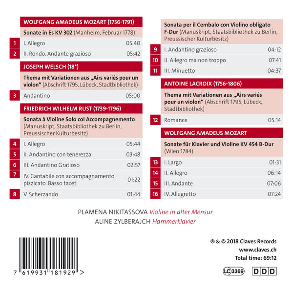 (2019) W.A Mozart und seine Zeitgenossen - Plamena Nikitassova & A. Zylberajch / CD 1819 - Claves Records