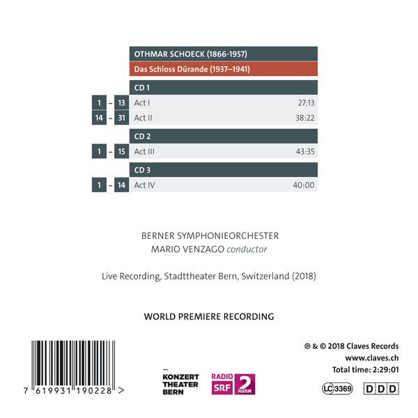 (2019) Othmar Schoeck: Das Schloss Dürande / CD 1902-04 - Claves Records (2019) Othmar Schoeck: Das Schloss Dürande / CD 1902-04 - Claves Records