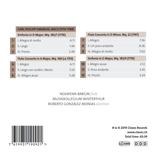 (2019) CPE Bach: Flute Concertos & Sinfonias / CD 1909 - Claves Records (2019) CPE Bach: Flute Concertos & Sinfonias / CD 1909 - Claves Records