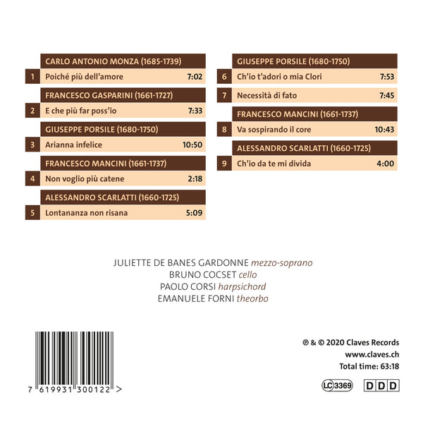 (2020) Alla Virtù della Sig. Maria Pignatelli - Unpublished italian baroque cantatas / CD 3001 - Claves Records