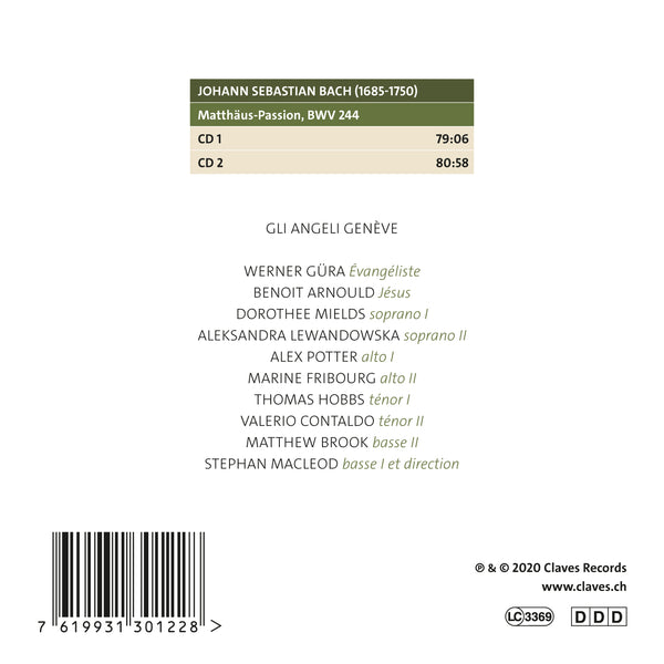 (2020) Bach: Matthäus-Passion / CD 3012/13 - Claves Records (2020) Bach: Matthäus-Passion / CD 3012/13 - Claves Records