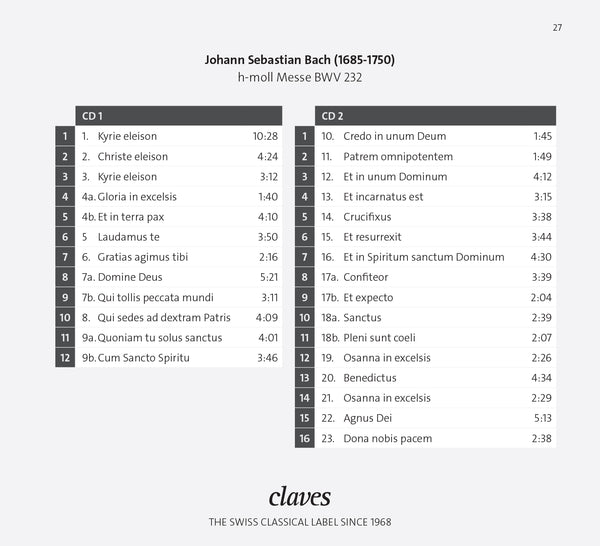 (2021) Bach: h-moll Messe, Gli Angeli Genève, Stephan Macleod / CD 3014/15 - Claves Records (2021) Bach: h-moll Messe, Gli Angeli Genève, Stephan Macleod / CD 3014/15 - Claves Records