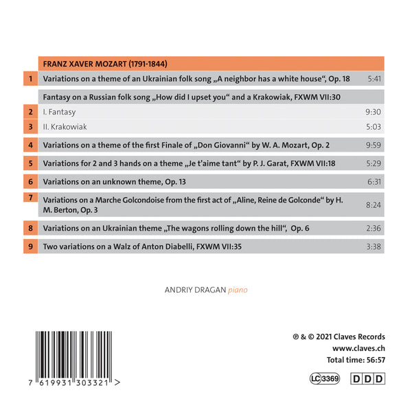 (2021) Franz Xaver Mozart, Variations / CD 3033 - Claves Records (2021) Franz Xaver Mozart, Variations / CD 3033 - Claves Records