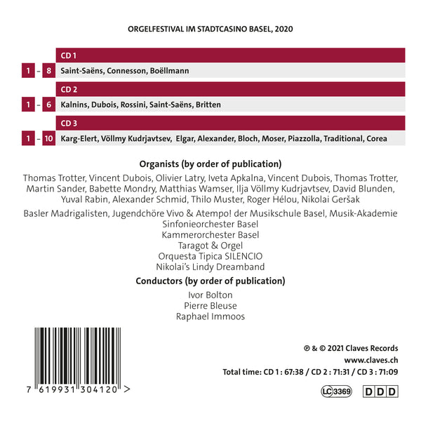 (2021) Orgelfestival im Stadtcasino Basel, 2020 / CD 3041-43 - Claves Records (2021) Orgelfestival im Stadtcasino Basel, 2020 / CD 3041-43 - Claves Records