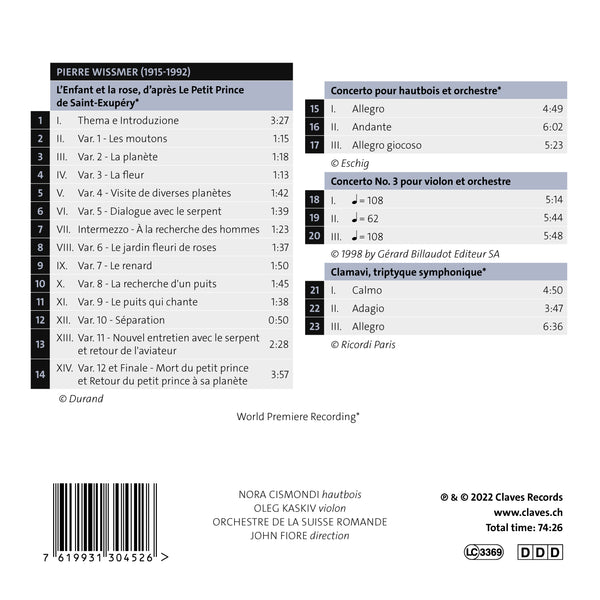 (2022) Pierre Wissmer, Concertos et Œuvres orchestrales / CD 3045 - Claves Records (2022) Pierre Wissmer, Concertos et Œuvres orchestrales / CD 3045 - Claves Records