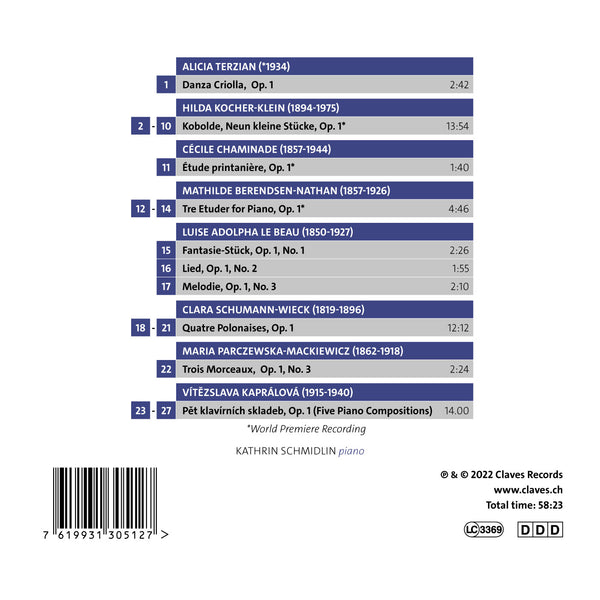(2022) Opus 1 feminin, Kathrin Schmidlin, piano / CD 3051 - Claves Records