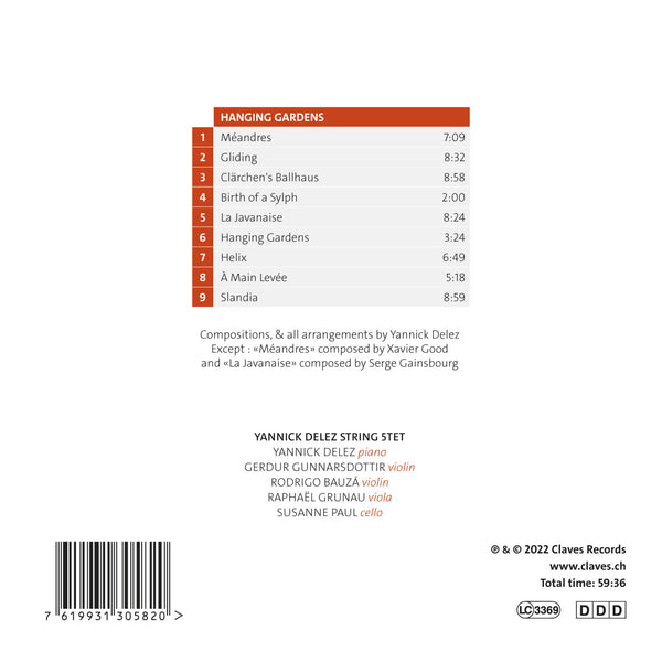 (2022) Hanging Gardens, Yannick Délez String 5tet / CD 3058 - Claves Records (2022) Hanging Gardens, Yannick Délez String 5tet / CD 3058 - Claves Records