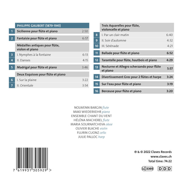 (2022) Philippe Gaubert, Chamber Music / CD 3059 - Claves Records (2022) Philippe Gaubert, Chamber Music / CD 3059 - Claves Records