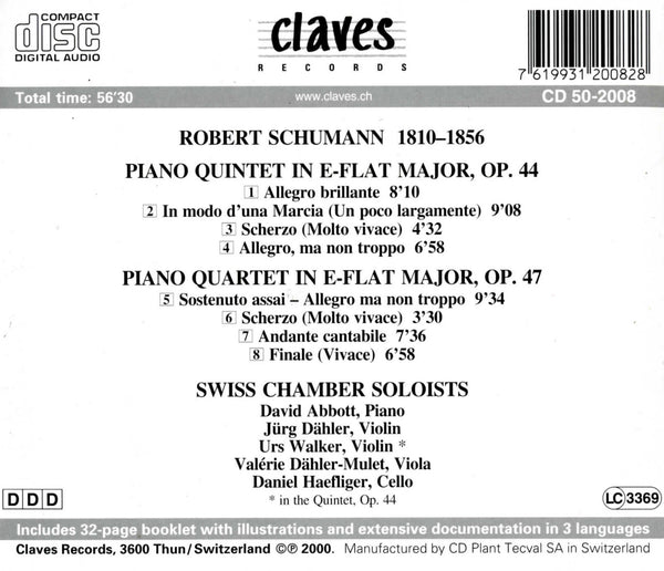 (2000) Schumann: Piano Quintet Op. 44 & Piano Quartet Op. 47 / CD 2008 - Claves Records