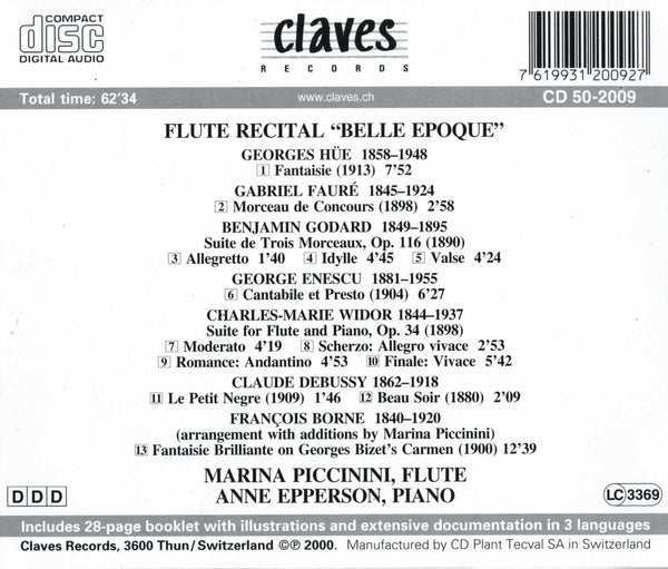 (2000) Flute Recital: Paris, Belle Epoque / CD 2009 - Claves Records