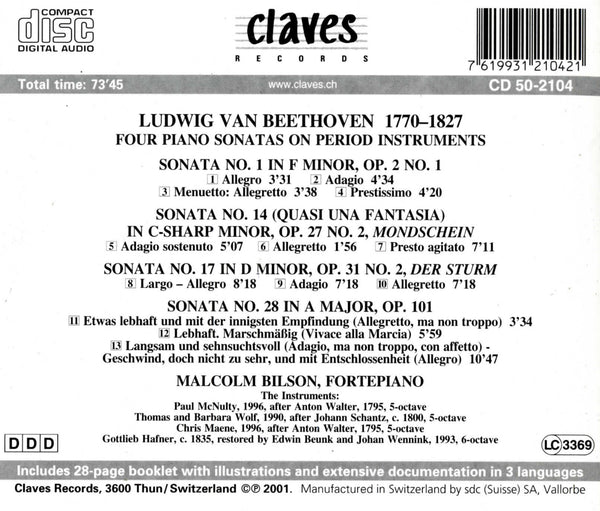 (2001) Beethoven: Piano Sonatas on Period Instruments / CD 2104 - Claves Records (2001) Beethoven: Piano Sonatas on Period Instruments / CD 2104 - Claves Records