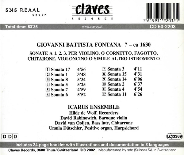 (2002) Fontana: Sonate a uno, due e tre / CD 2203 - Claves Records (2002) Fontana: Sonate a uno, due e tre / CD 2203 - Claves Records