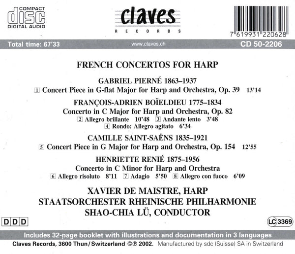 (2002) Romantic French Concertos & Pieces for Harp & Orchestra / CD 2206 - Claves Records