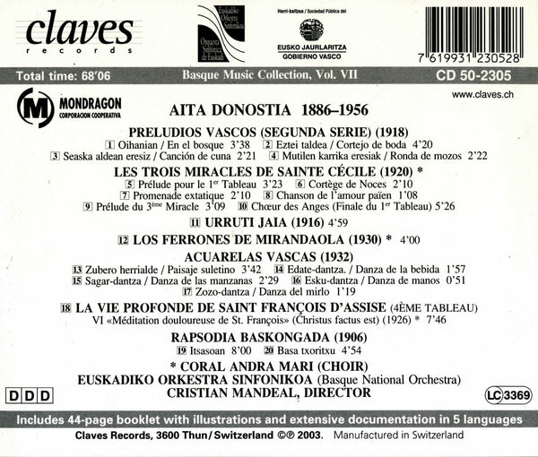 (2003) Basque Music Collection, Vol. VII: Aita Donostia / CD 2305 - Claves Records