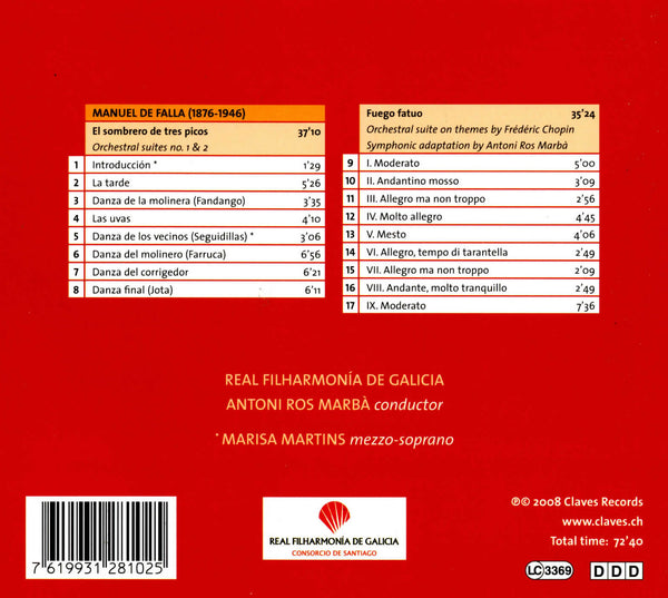 (2008) Falla: El Sombrero de Tres Picos - El Fuego Fatuo / CD 2810 - Claves Records