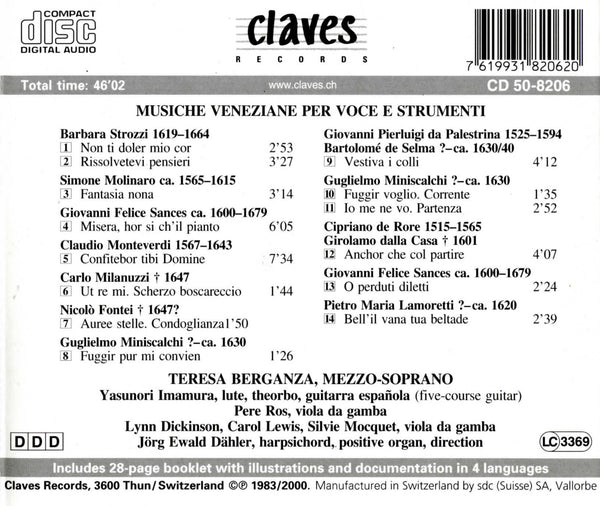 (1983) Musiche Veneziane Per Voce E Strumenti / CD 8206 - Claves Records (1983) Musiche Veneziane Per Voce E Strumenti / CD 8206 - Claves Records
