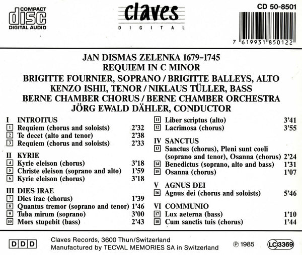 (1985) Jan Dismas Zelenka: Requiem In C Minor / CD 8501 - Claves Records (1985) Jan Dismas Zelenka: Requiem In C Minor / CD 8501 - Claves Records