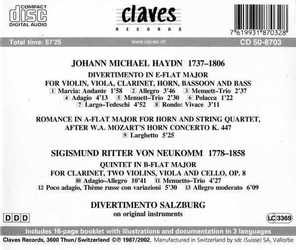 (1987) Divertimento Salzburg / Michael Haydn / von Neukomm / CD 8703 - Claves Records