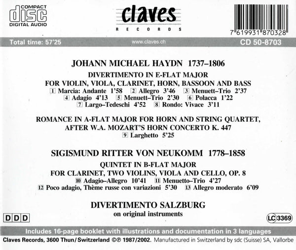 (1987) Divertimento Salzburg / Michael Haydn / von Neukomm / CD 8703 - Claves Records (1987) Divertimento Salzburg / Michael Haydn / von Neukomm / CD 8703 - Claves Records
