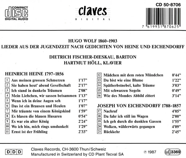 (1987) Hugo Wolf: Frühe Lieder / CD 8706 - Claves Records (1987) Hugo Wolf: Frühe Lieder / CD 8706 - Claves Records