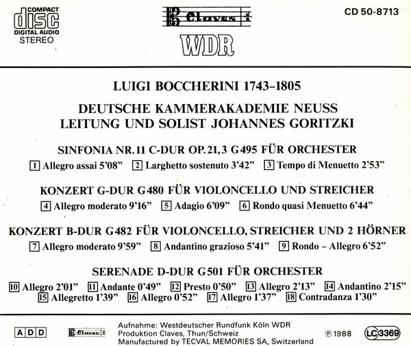 (1987) Boccherini: An Italian in Spain / CLF 8713-9 - Claves Records (1987) Boccherini: An Italian in Spain / CLF 8713-9 - Claves Records