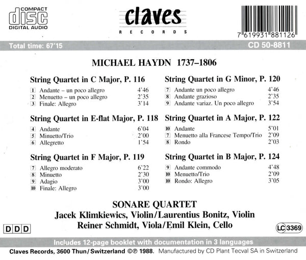 (1988) Michael Haydn/ String Quartets / CD 8811 - Claves Records (1988) Michael Haydn/ String Quartets / CD 8811 - Claves Records