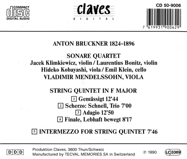 (1990) Bruckner: String Quintet / CD 9006 - Claves Records