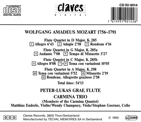 (1991) W. A. Mozart : The Four Flute Quartets / CD 9014 - Claves Records (1991) W. A. Mozart : The Four Flute Quartets / CD 9014 - Claves Records