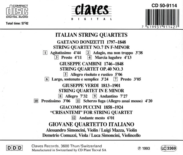 (1993) Italian String Quartets / CD 9114 - Claves Records