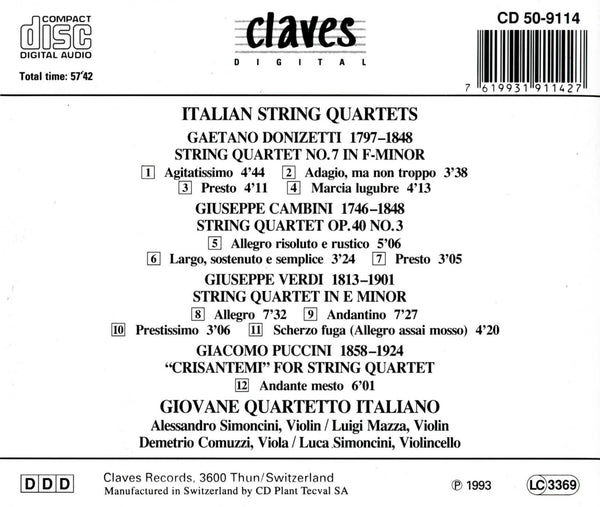 (1993) Italian String Quartets / CD 9114 - Claves Records (1993) Italian String Quartets / CD 9114 - Claves Records