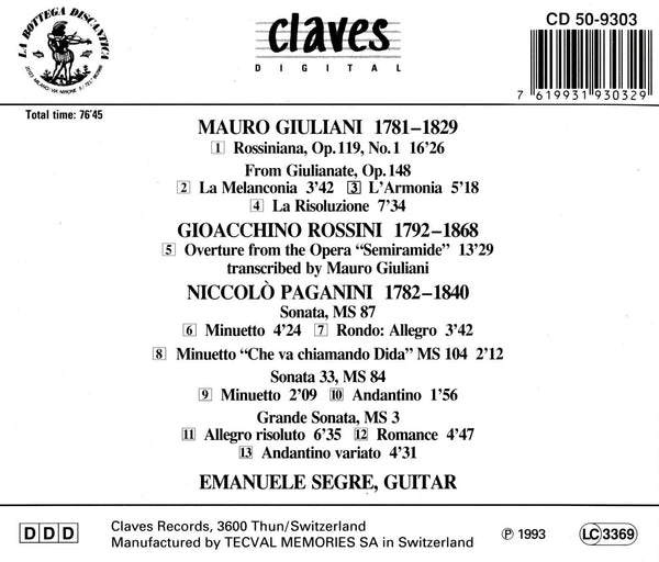 (1993) Romantic Italian Pieces for Guitar / CD 9303 - Claves Records (1993) Romantic Italian Pieces for Guitar / CD 9303 - Claves Records