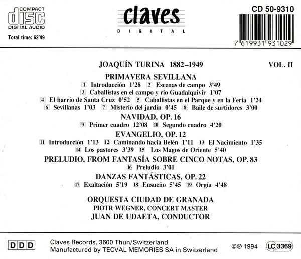 (1994) Joaquín Turina Vol. II / CD 9310 - Claves Records