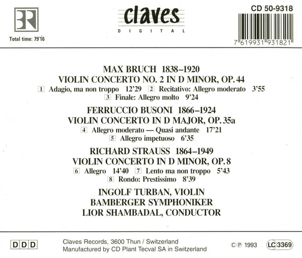 (1993) Rare Romantic Violin Concertos / CD 9318 - Claves Records