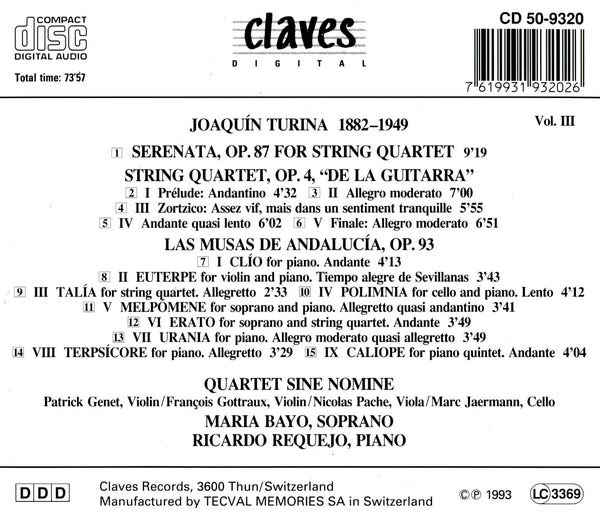 (1993) Joaquín Turina: Serenata, Op. 87 - String Quartet, Op. 4 