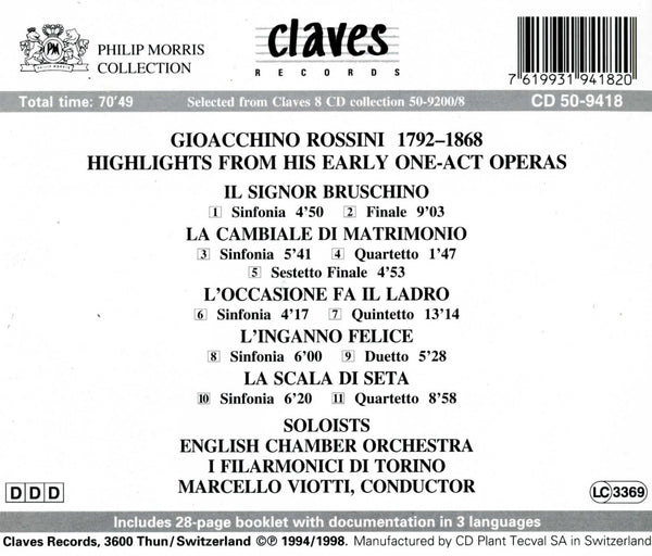 (1994) Rossini: Hoehepunkte Ein-Akt-Opern / CD 9418 - Claves Records