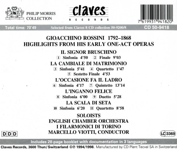 (1994) Rossini: Hoehepunkte Ein-Akt-Opern / CD 9418 - Claves Records (1994) Rossini: Hoehepunkte Ein-Akt-Opern / CD 9418 - Claves Records