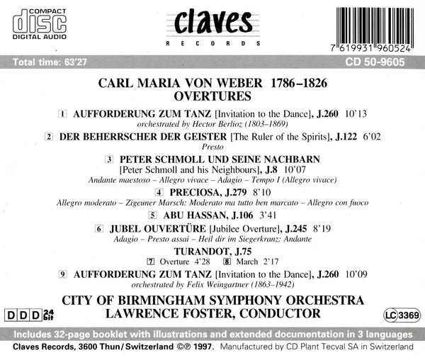 (1997) Weber: Overtures / CD 9605 - Claves Records