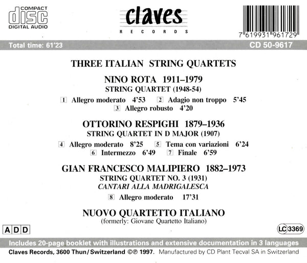 (1997) Three Italian String Quartets / CD 9617 - Claves Records