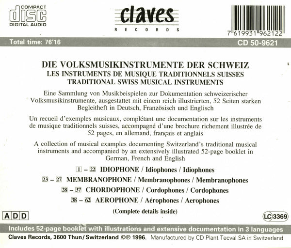 (1996) Traditional Swiss Musical Instruments / CD 9621 - Claves Records