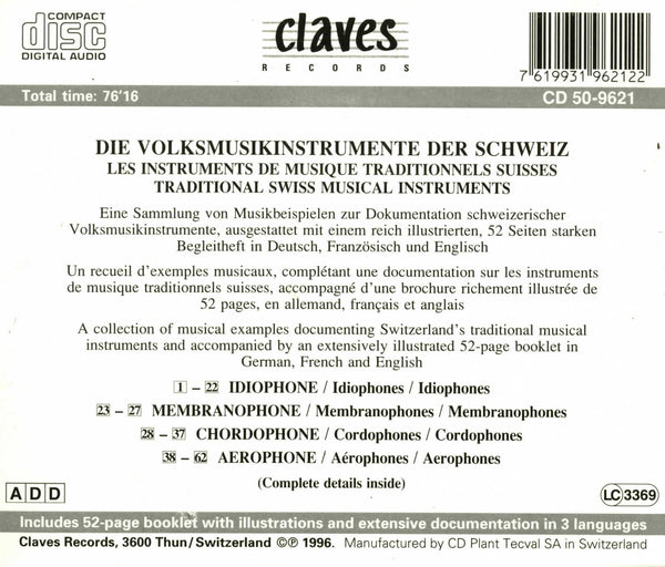 (1996) Traditional Swiss Musical Instruments / CD 9621 - Claves Records (1996) Traditional Swiss Musical Instruments / CD 9621 - Claves Records
