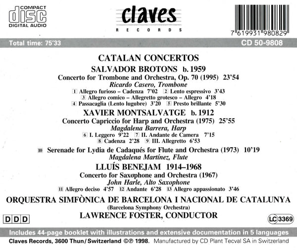 (1998) Catalan Concertos / CD 9808 - Claves Records